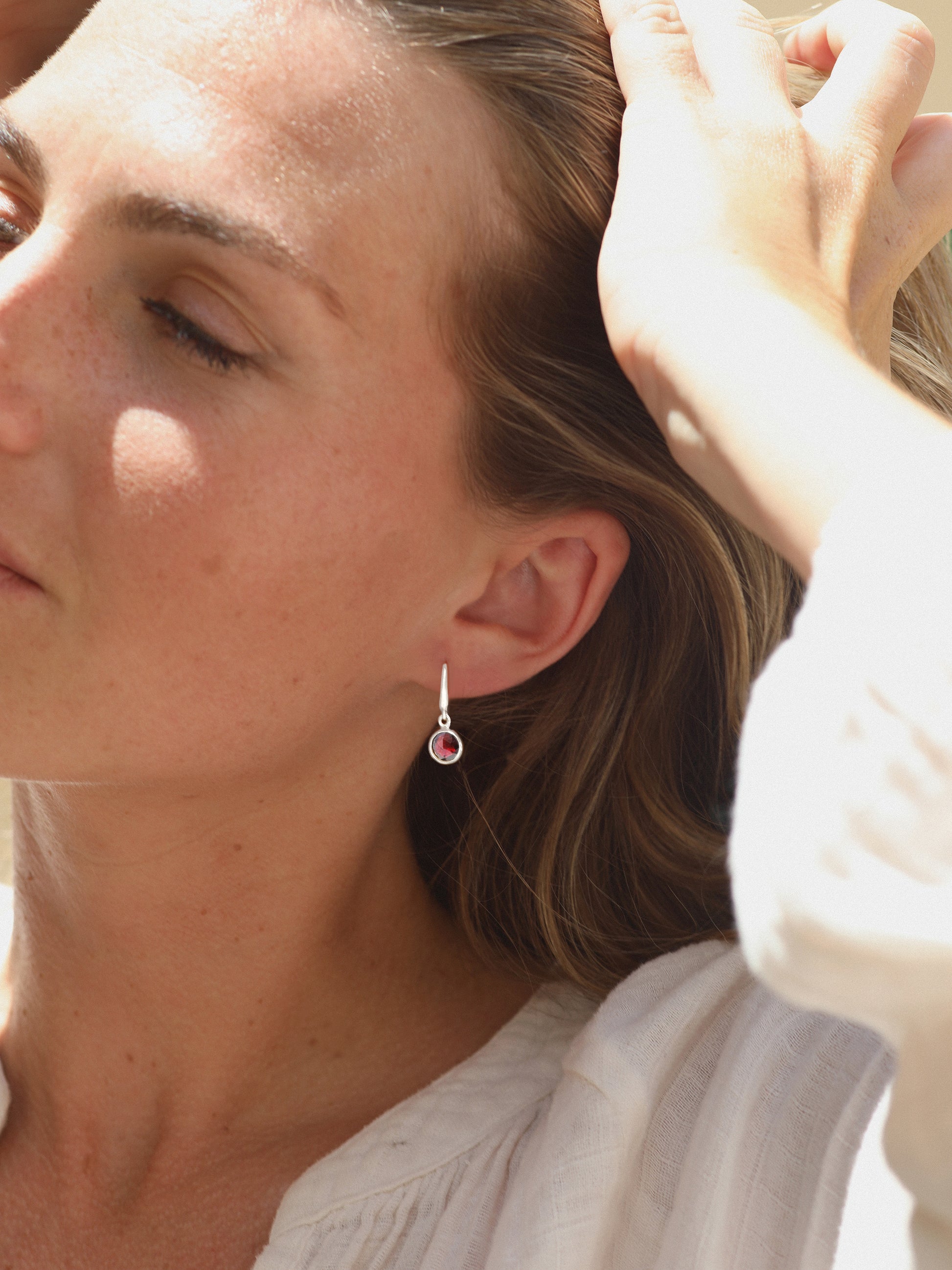 Silver Birthstone Gemstone Drop Earrings