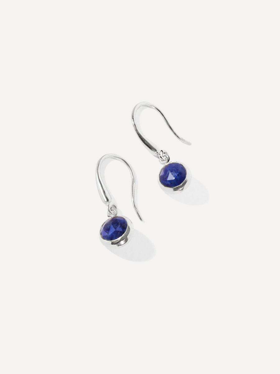September Silver Birthstone Drop Earrings Lapis Lazuli