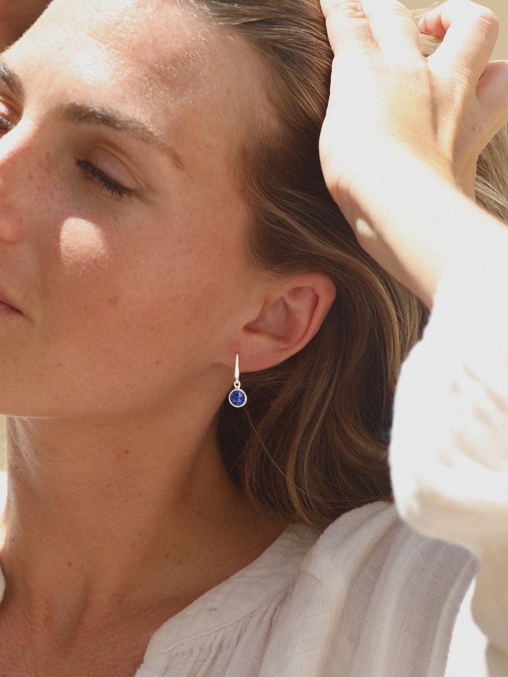 September Silver Birthstone Drop Earrings Lapis Lazuli