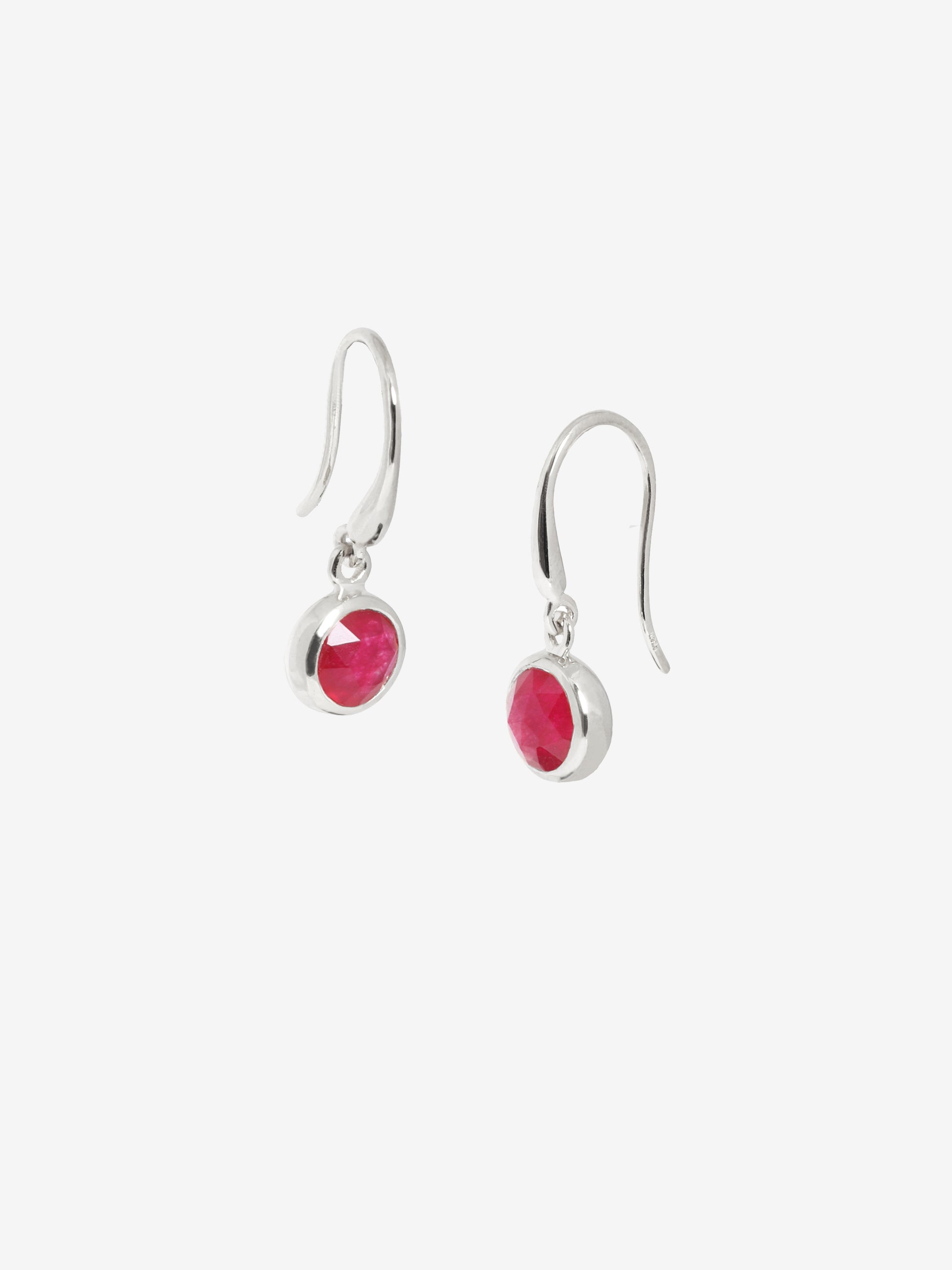 Silver Birthstone Gemstone Drop Earrings