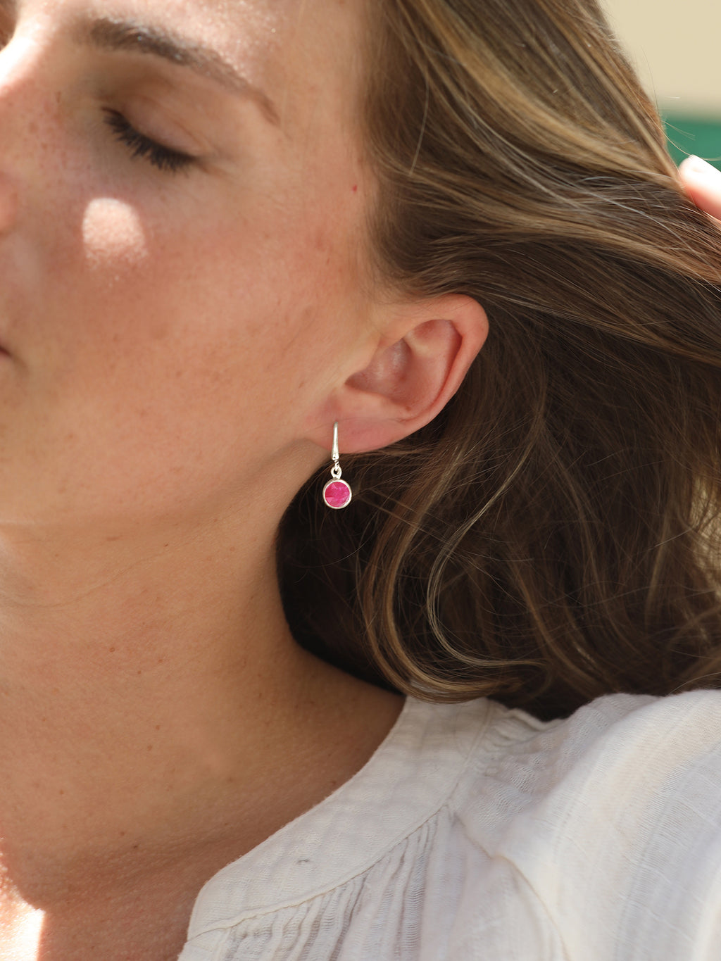 Silver Birthstone Gemstone Drop Earrings
