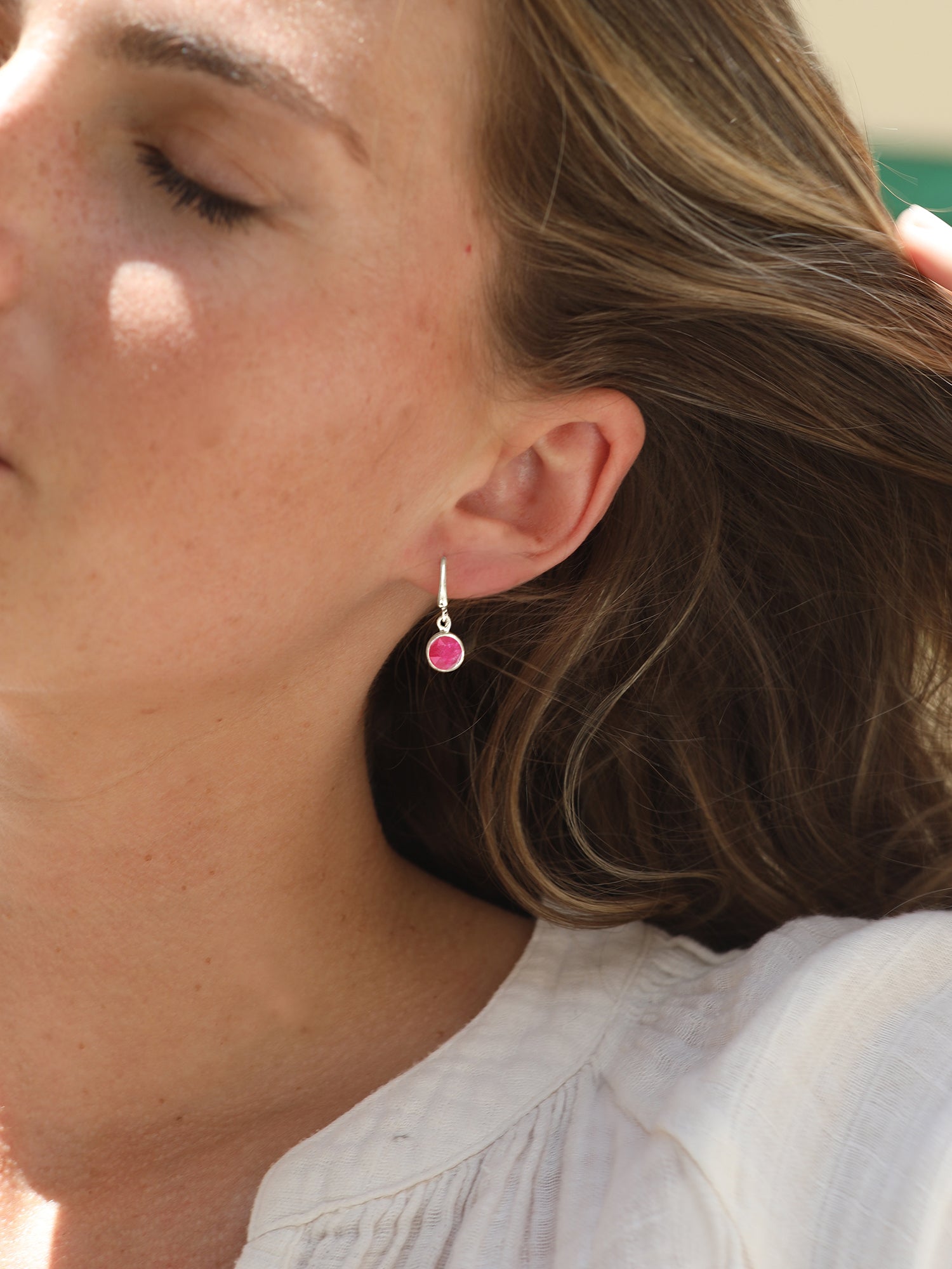 Silver Birthstone Gemstone Drop Earrings