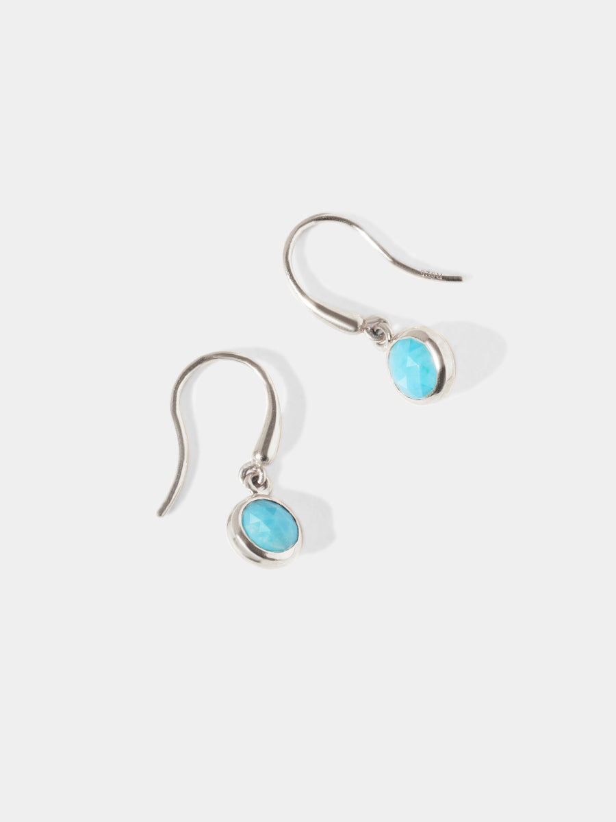 December Sterling Silver Birthstone Gemstone Hook Earrings Turquoise