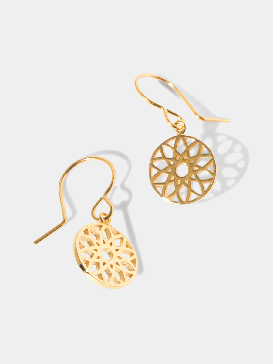 18k Gold Vermeil Dreamcatcher Drop Hook Earrings