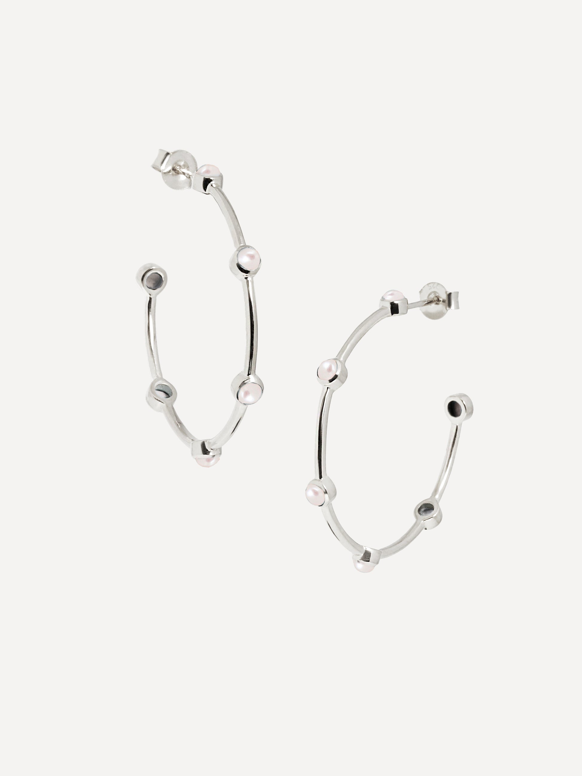 Orecchini a cerchio con perle in argento sterling - Grandi