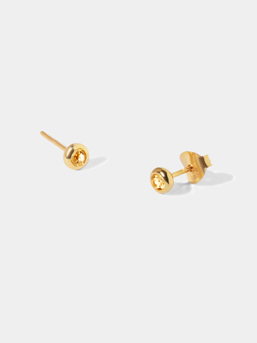 18k Gold Vermeil Birthstone Gemstone Stud Earrings (Petite)