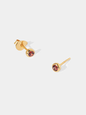 18k Gold Vermeil Birthstone Gemstone Stud Earrings (Petite)