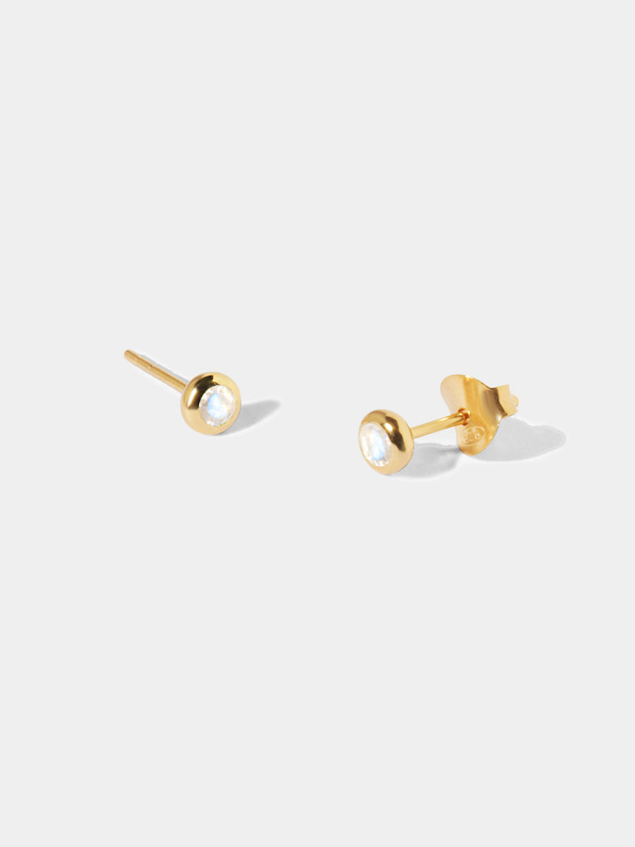 18k Gold Vermeil Birthstone Gemstone Stud Earrings (Petite)