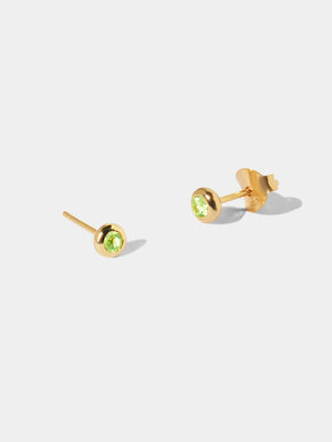 August 18k Gold Vermeil Birthstone Gemstone Stud Earrings (Petite) Peridot