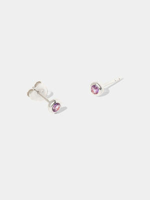 Sterling Silver Birthstone Gemstone Stud Earrings (Petite)