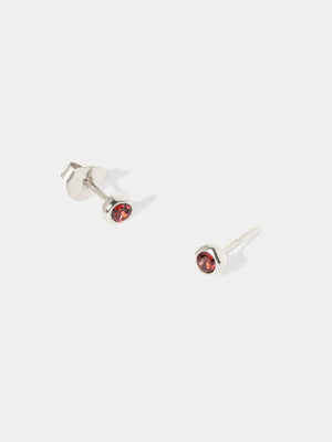 Sterling Silver Birthstone Gemstone Stud Earrings (Petite)