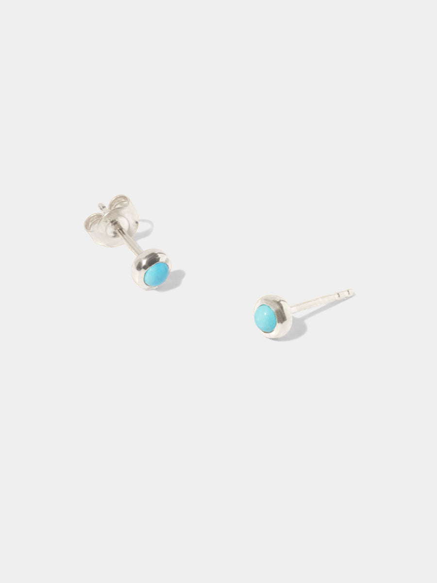 December Sterling Silver Birthstone Gemstone Stud Earrings (Petite) Turquoise