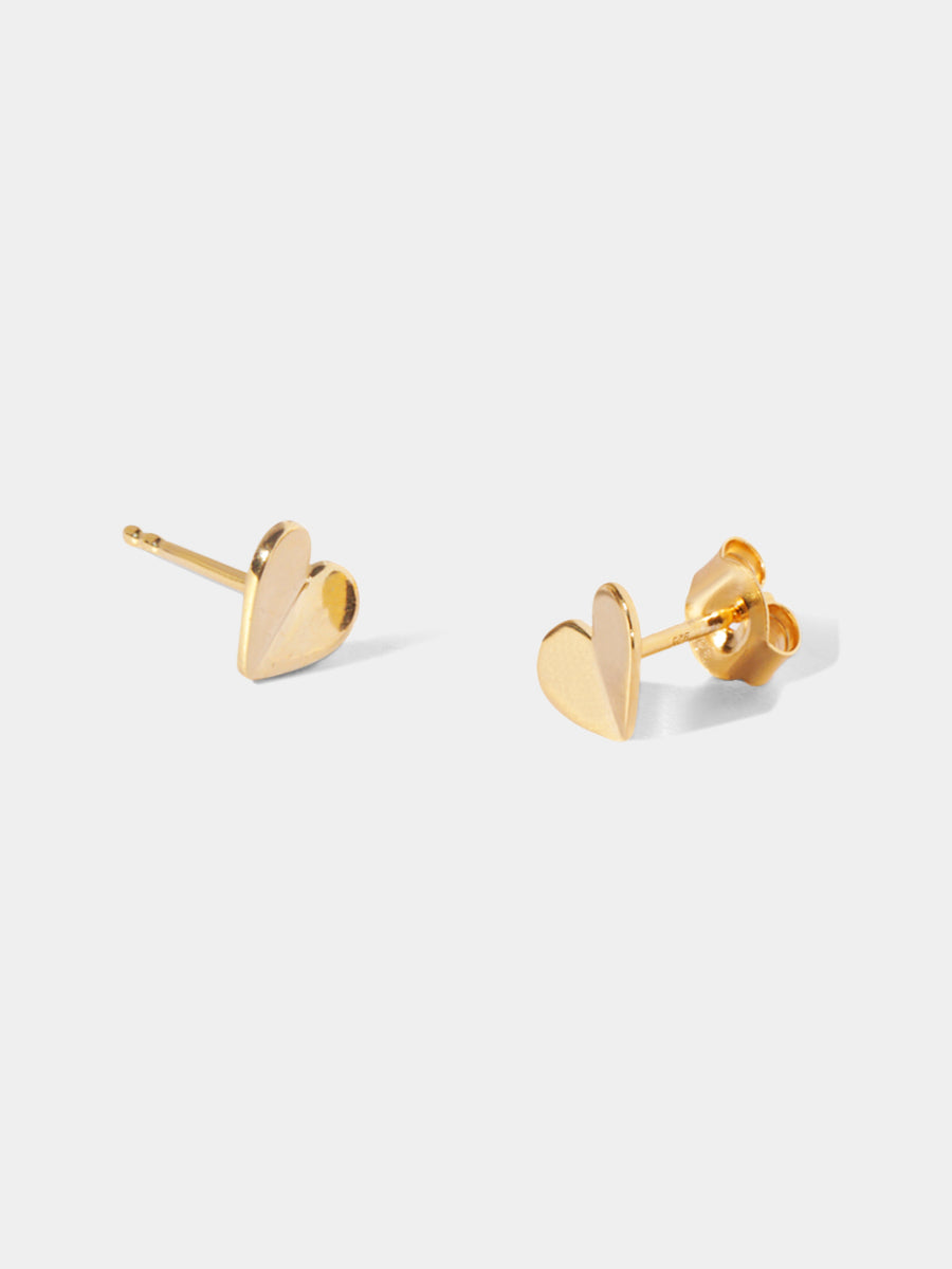 18k Gold Vermeil Origami Heart Stud Earrings