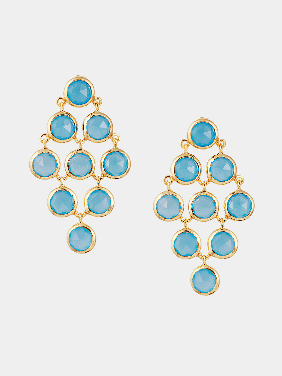 18k Gold Vermeil Blue Chalcedony Gemstone Cascading Earrings