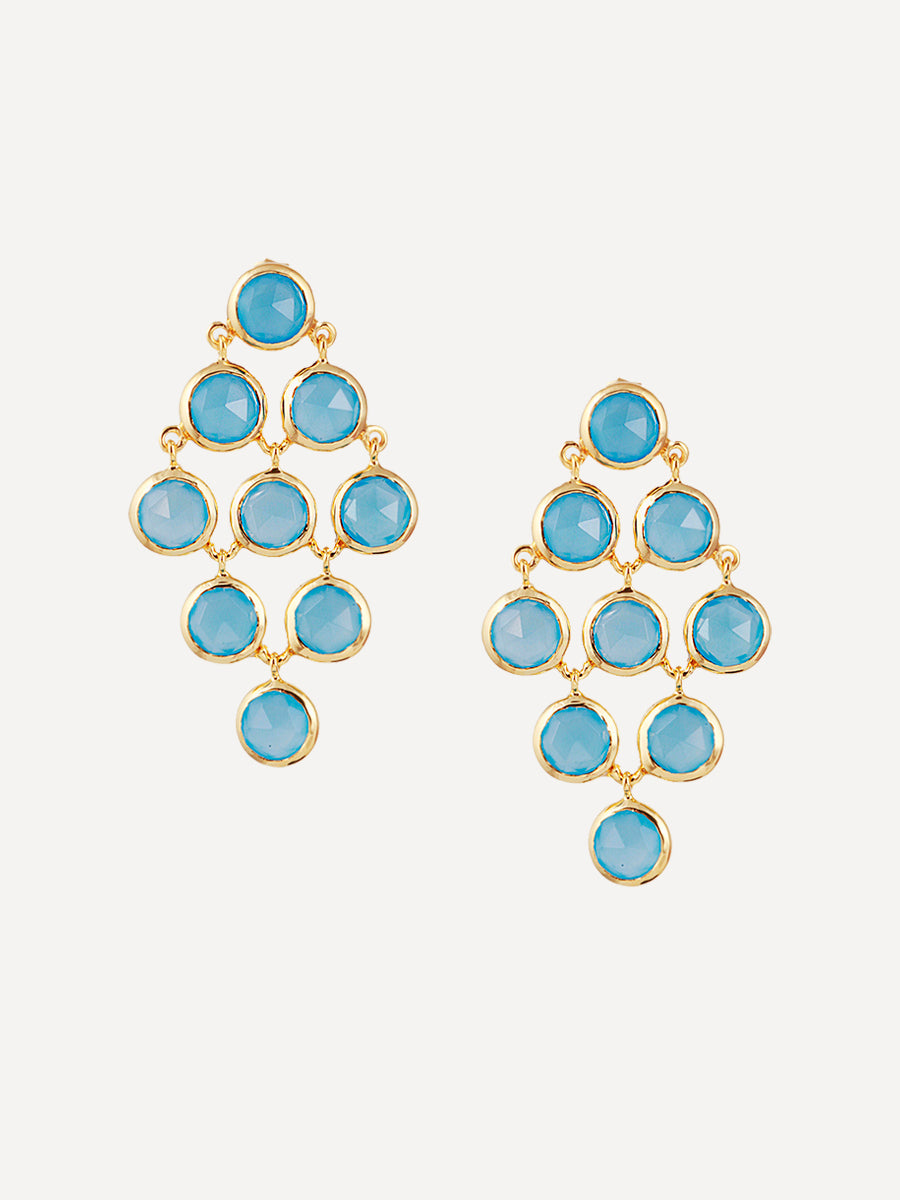 18k Gold Vermeil Blue Chalcedony Gemstone Cascading Earrings