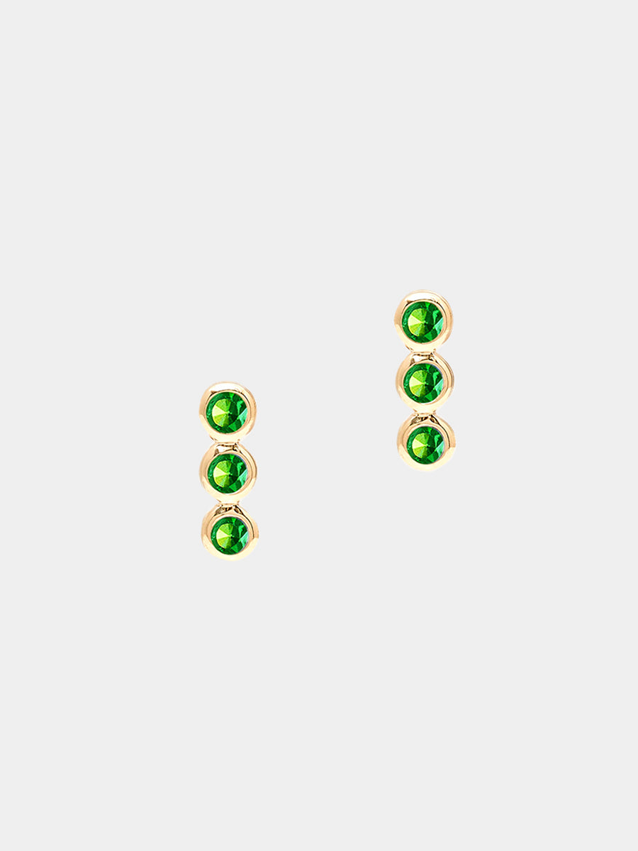 9K Gold Tsavourite Trio Stud Earrings