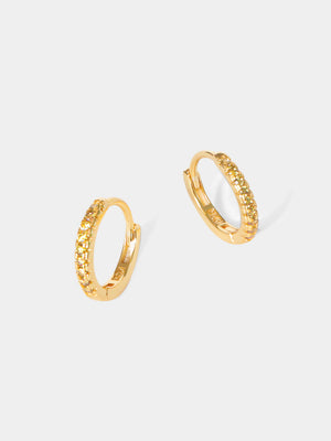 November 18k Gold Vermeil Birthstone Gemstone Huggie Hoop Earrings Citrine
