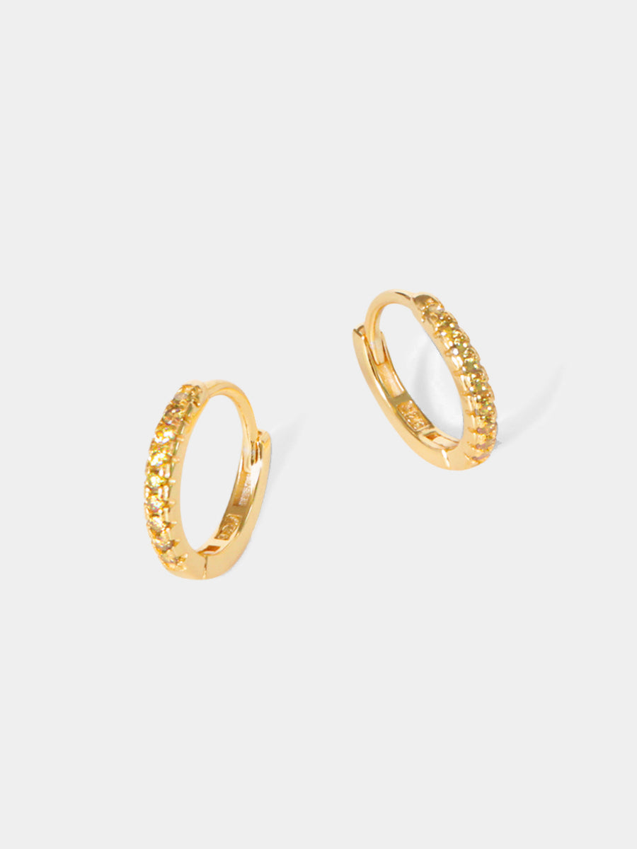 November 18k Gold Vermeil Birthstone Gemstone Huggie Hoop Earrings Citrine