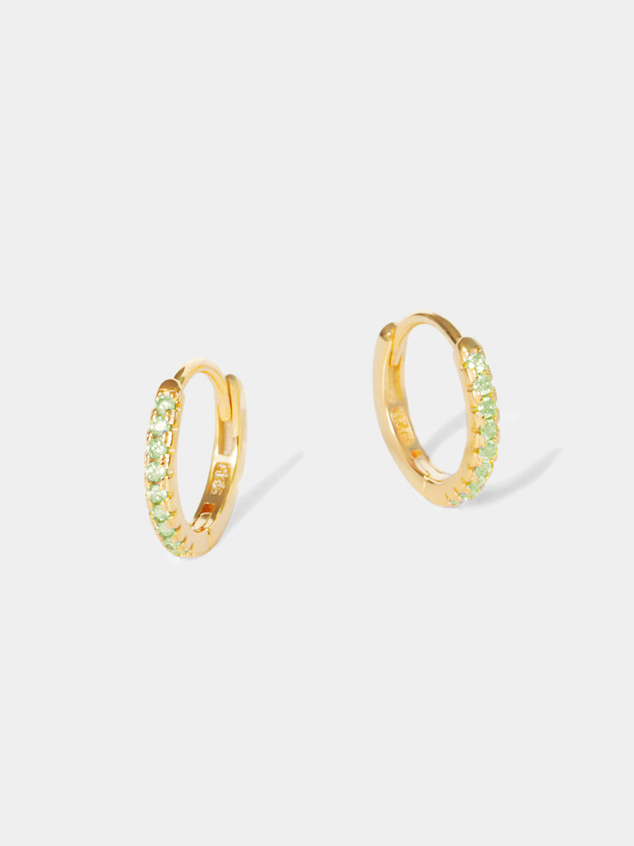 August 18k Gold Vermeil Birthstone Gemstone Huggie Hoop Earrings Peridot