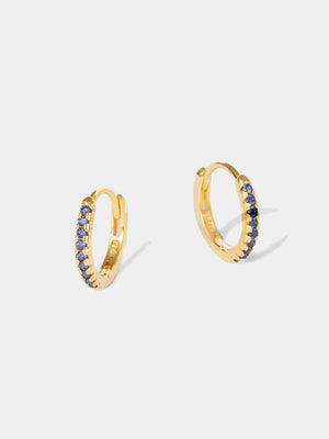 December 18k Gold Vermeil Birthstone Gemstone Huggie Hoop Earrings Tanzanite