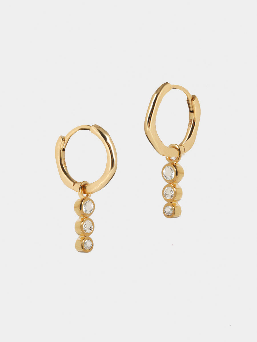 Starlit Gold White Topaz Charm Huggies