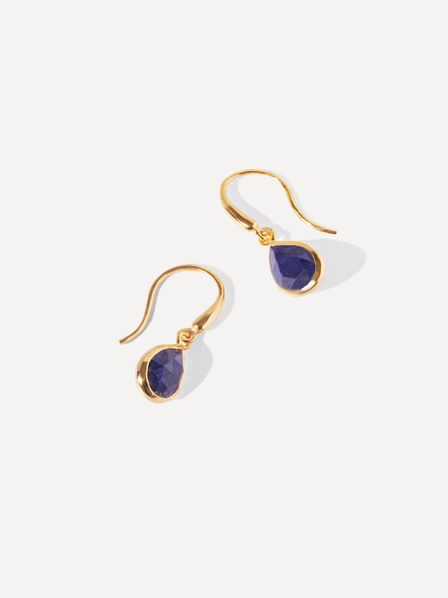 18k Gold Vermeil Lapis Lazuli Gemstone Drop Earrings