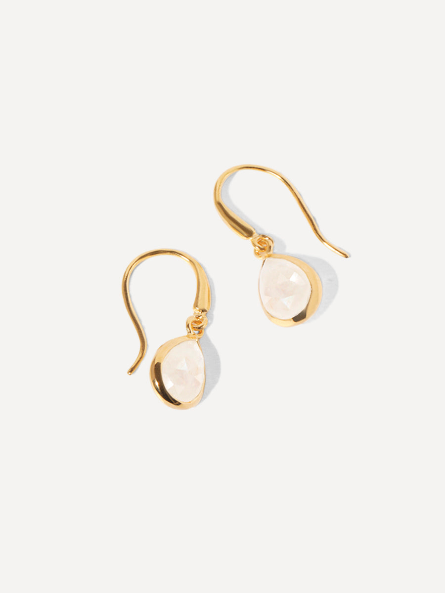 Boucles d'oreilles pendantes en pierre de lune plaquées or 18 carats