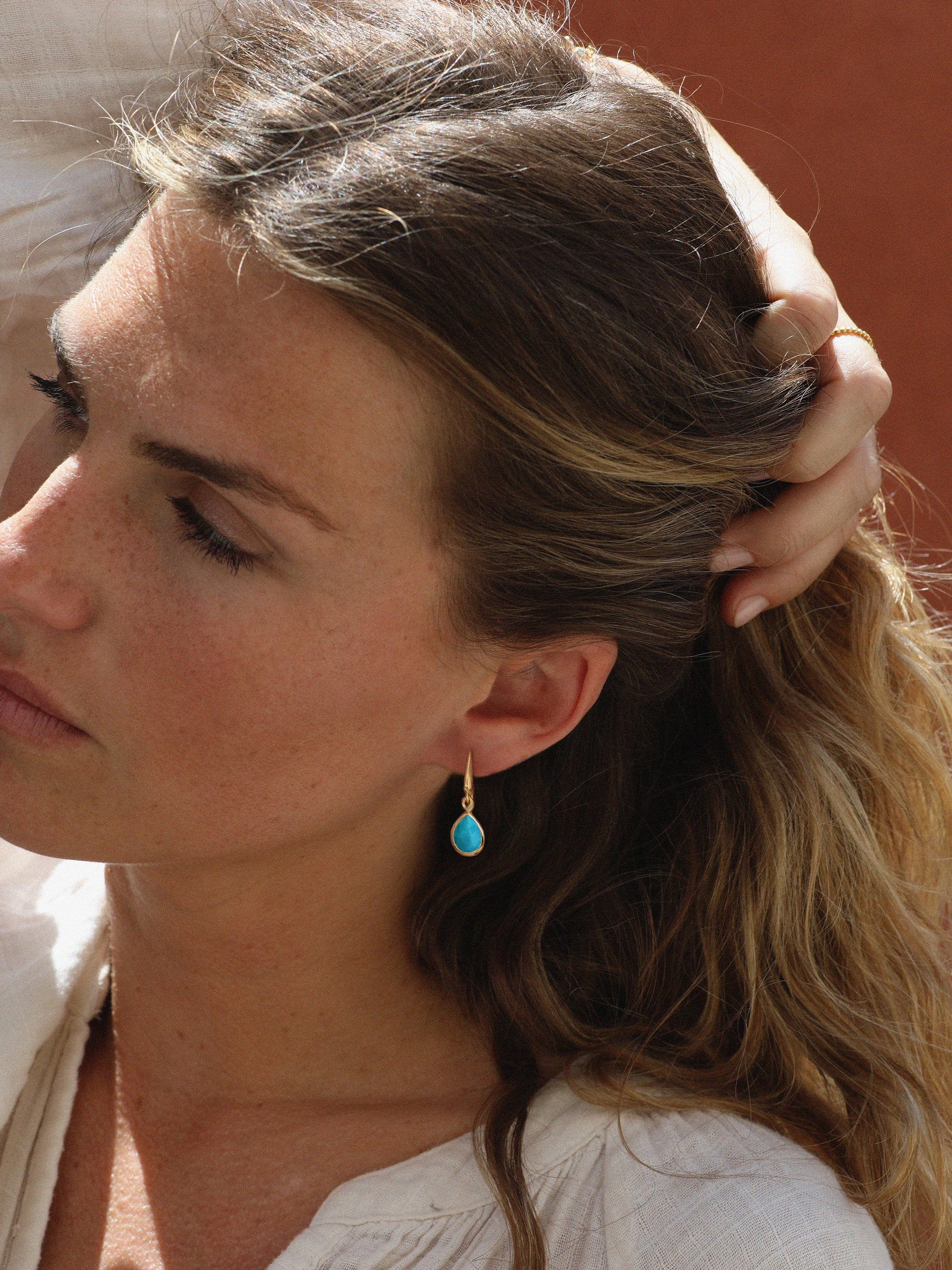 18k Gold Vermeil Turquoise Gemstone Drop Earrings