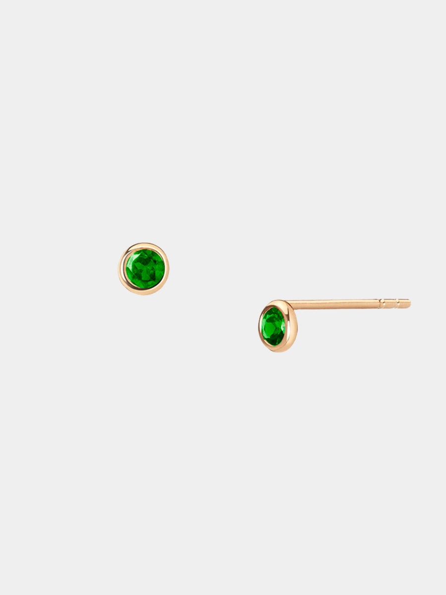 May 9K Gold Birthstone Gemstone Stud Earrings Emerald