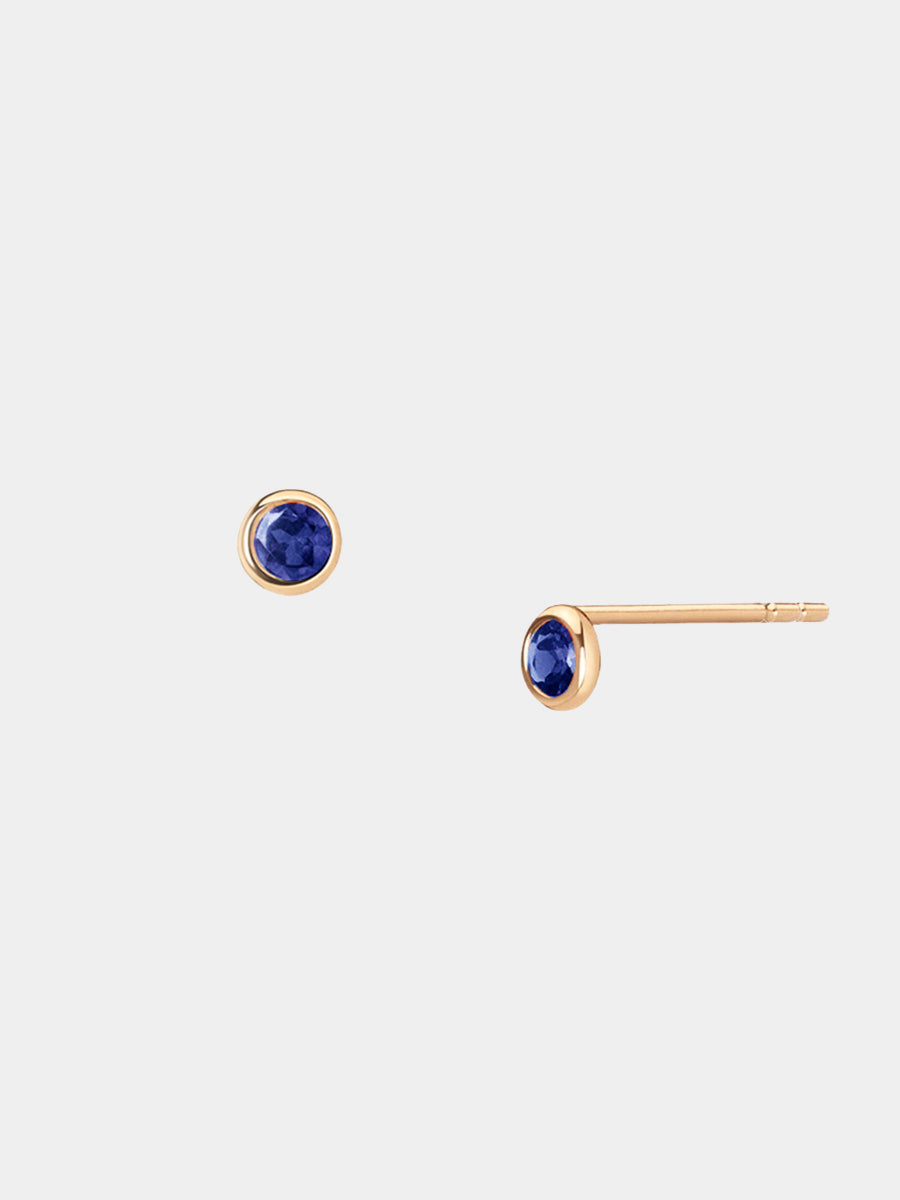 September 9K Gold Birthstone Gemstone Stud Earrings Sapphire