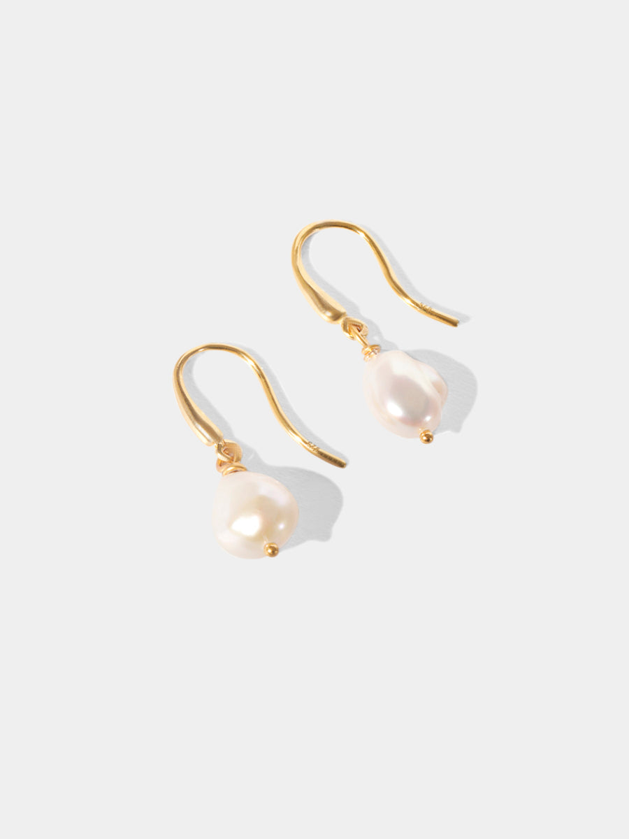 18k Gold Vermeil Baroque Pearl Drop Hook Earrings