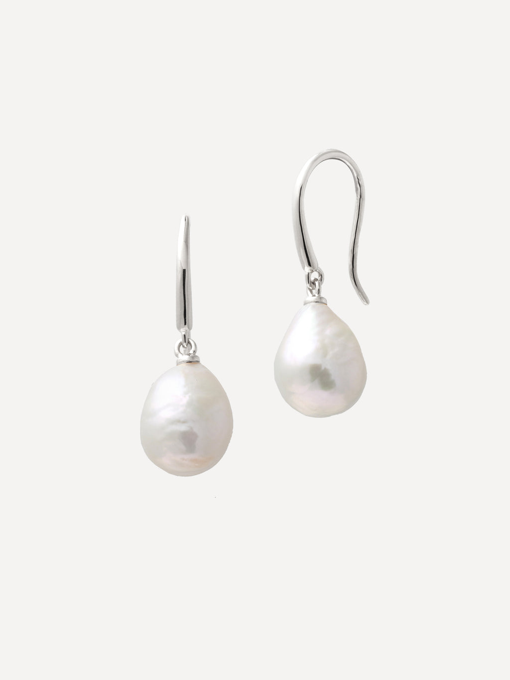 Sterling Silver Baroque Pearl Drop Hook Earrings