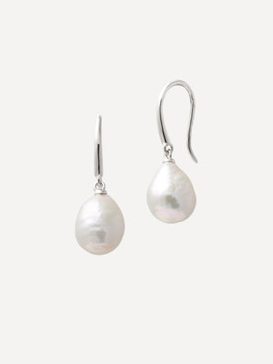 Sterling Silver Baroque Pearl Drop Hook Earrings
