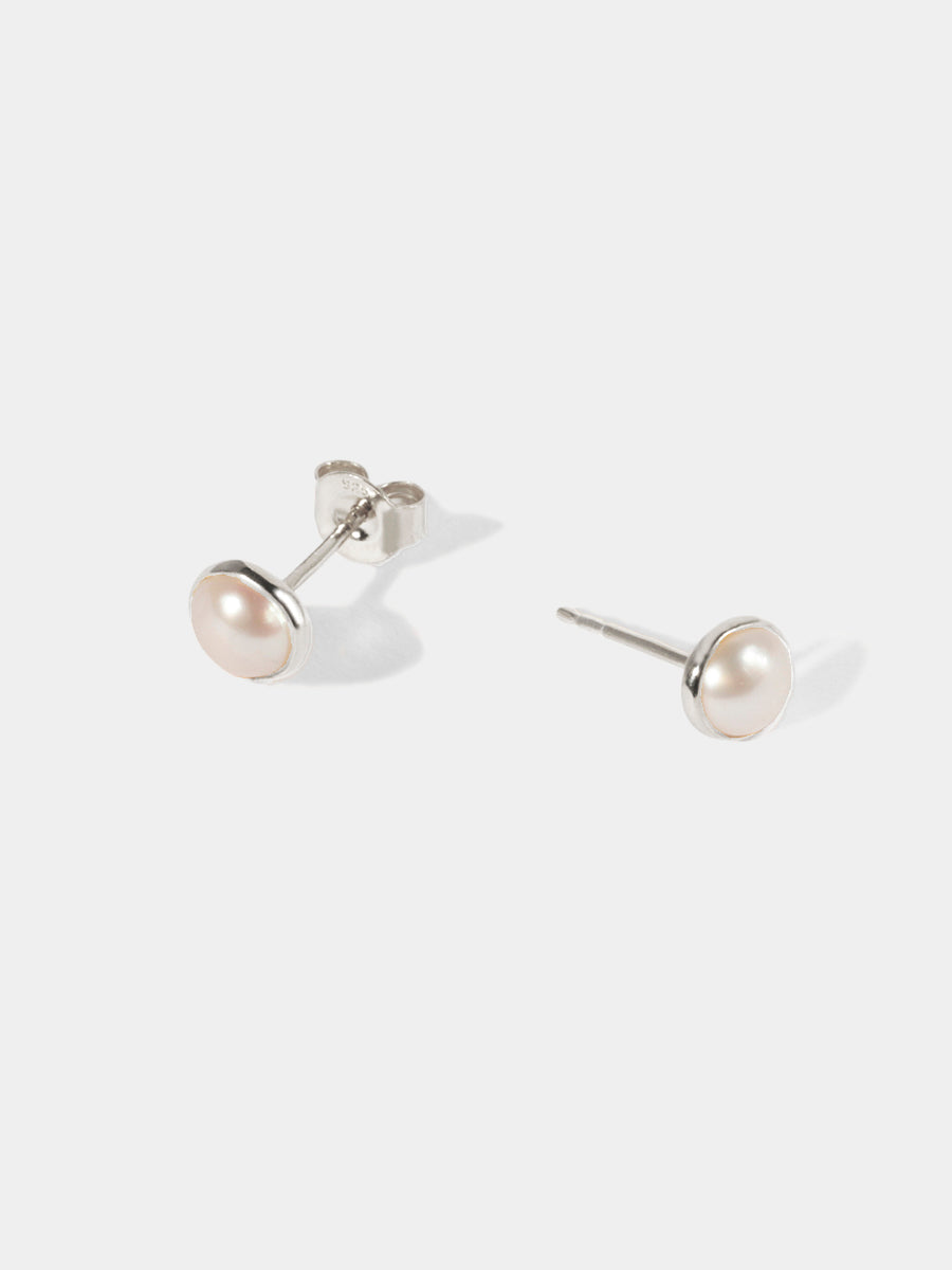 Sterling Silver Birthstone Gemstone Bezel Set Stud Earrings