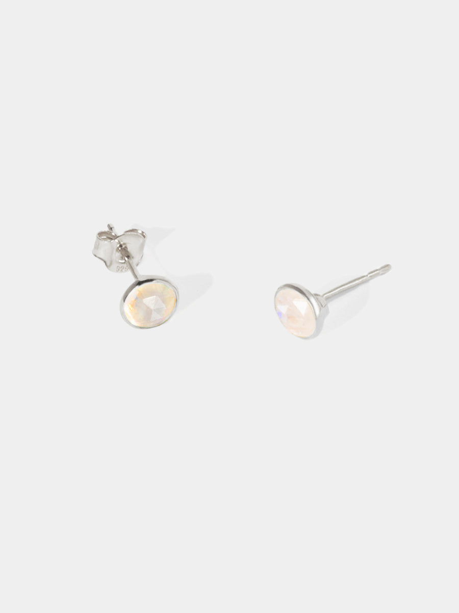 Sterling Silver Birthstone Gemstone Bezel Set Stud Earrings