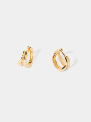 18k Gold Vermeil Double Hoop Huggie Earrings