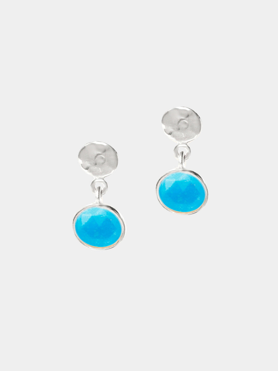 Sterling Silver Sequin Turquoise Gemstone Drop Earrings