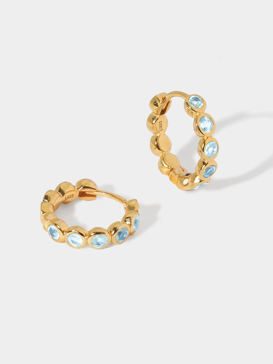 Stargazer Gold Blue Topaz Huggies