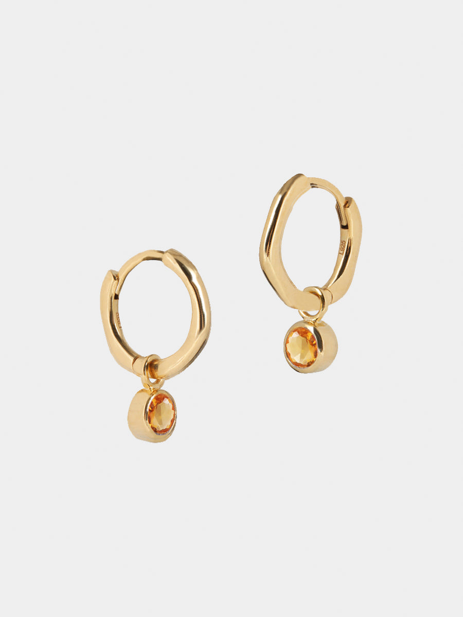 Gold Birthstone Huggies November - Citrine
