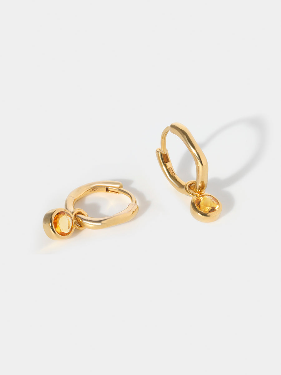 Gold Birthstone Huggies November - Citrine