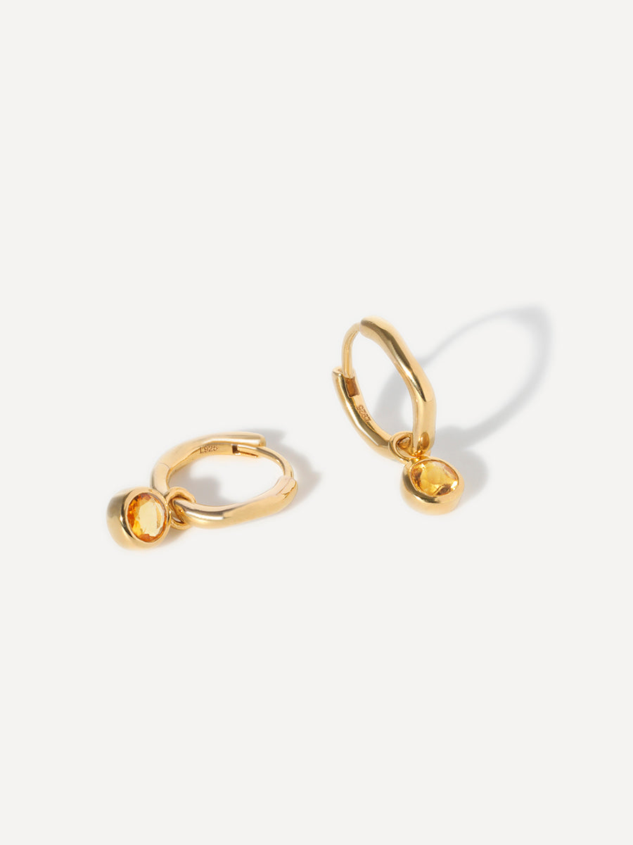 Gold Birthstone Huggies November - Citrine