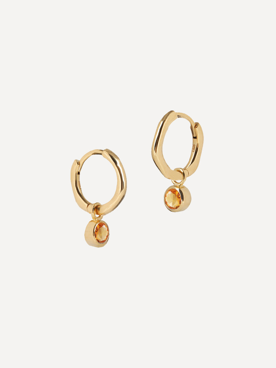 Gold Birthstone Huggies November - Citrine
