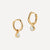 Gold Birthstone Huggies October - Moonstone