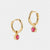 Gold Birthstone Huggies July - Ruby Quartz