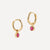 Gold Birthstone Huggies July - Ruby Quartz