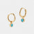 Gold Birthstone Huggies December - Turquoise