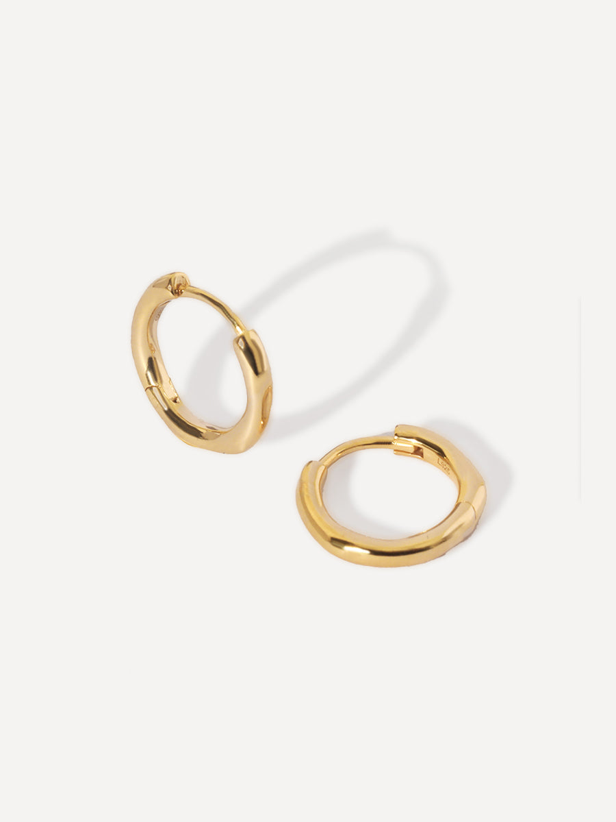 Gold Molten Huggies with Baroque Pearl Drops