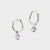 Sterling Silver Birthstone Huggies February - Brazilian Amethyst