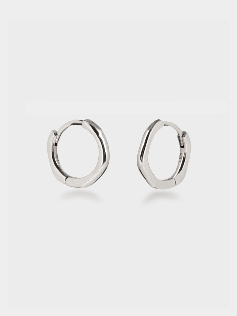 Silver Molten Clicker Huggie Hoops