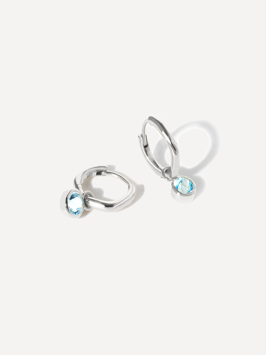 Sterling Silver Birthstone Huggies With Drops